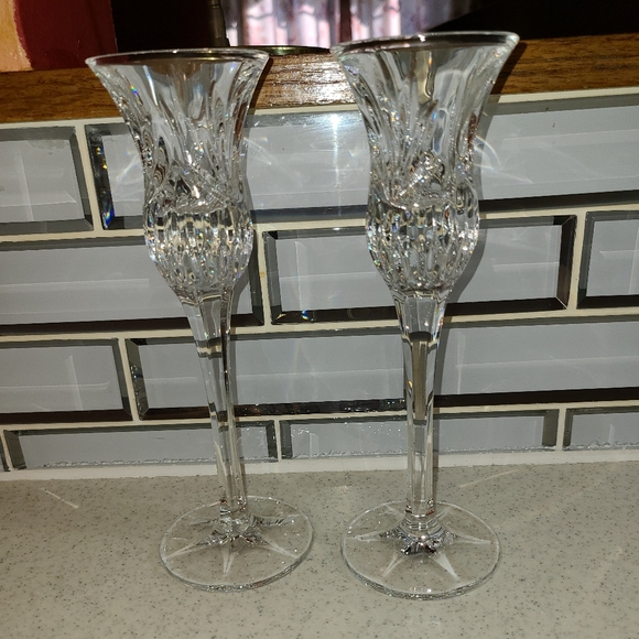 Elegant Crystal Candle Holders Flutes - Picture 1 of 8